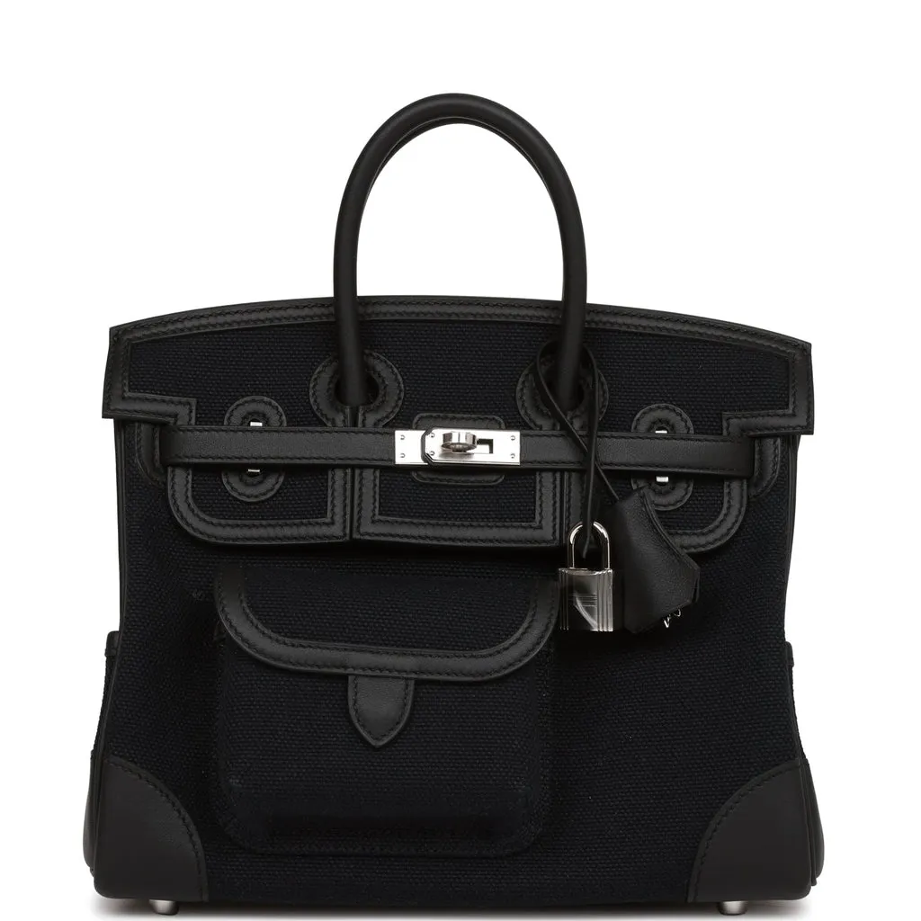 HERMÈS BIRKIN CARGO 25 BLACK SWIFT AND TOILE CANVAS PALLADIUM HARDWARE