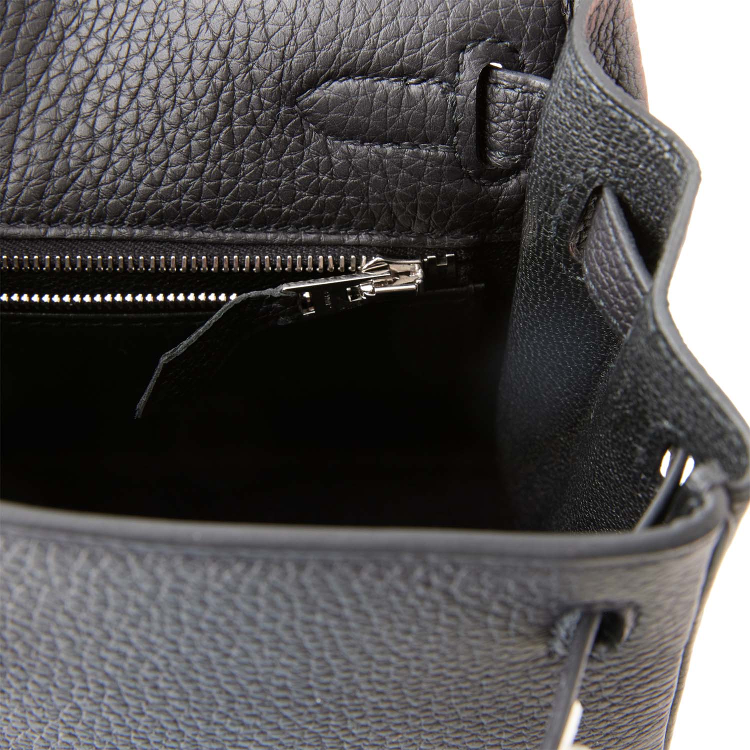 HERMES Kelly Retourne 25 Black Togo Palladium Hardware