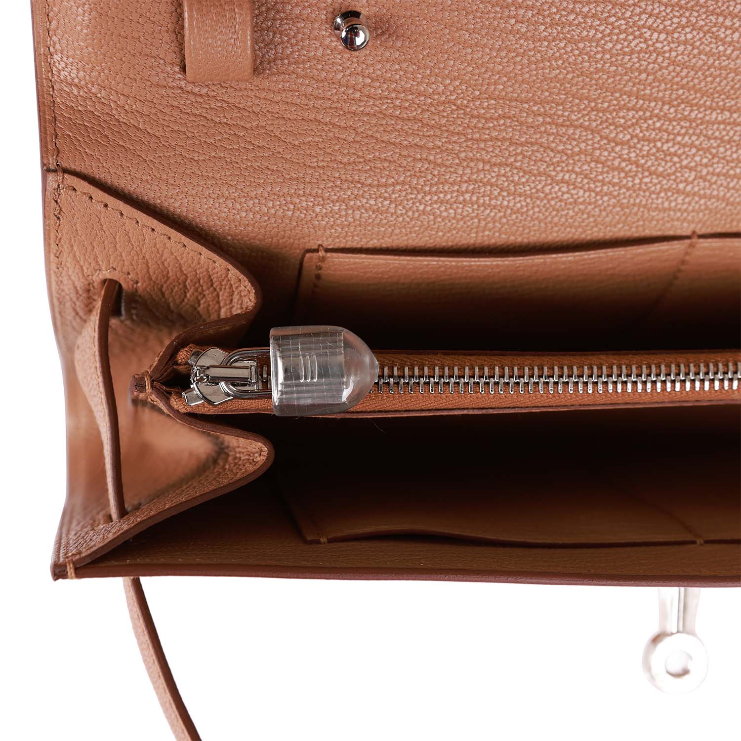 HERMES Kelly Wallet To Go Quebracho Chevre Palladium Hardware