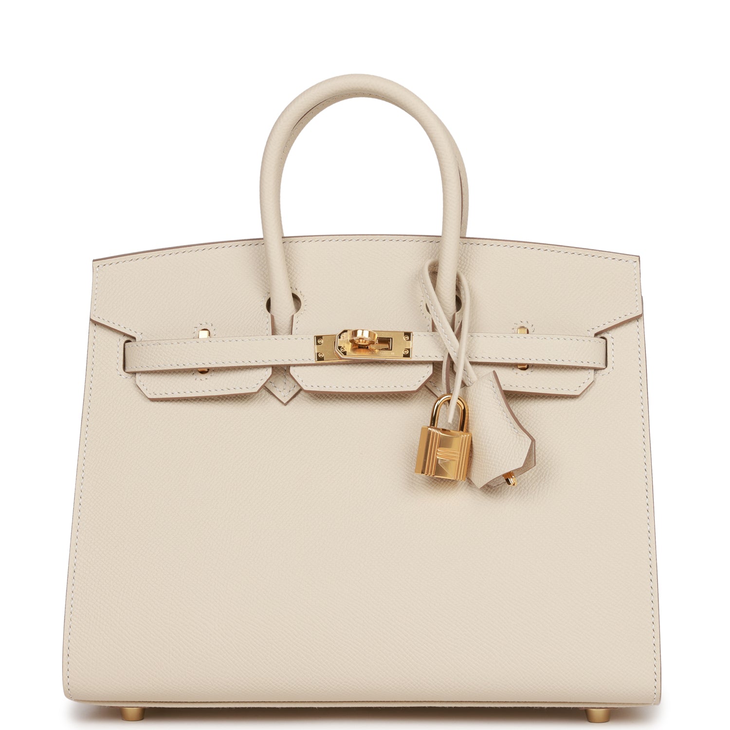 HERMES Birkin Sellier 25 Craie Epsom Gold Hardware