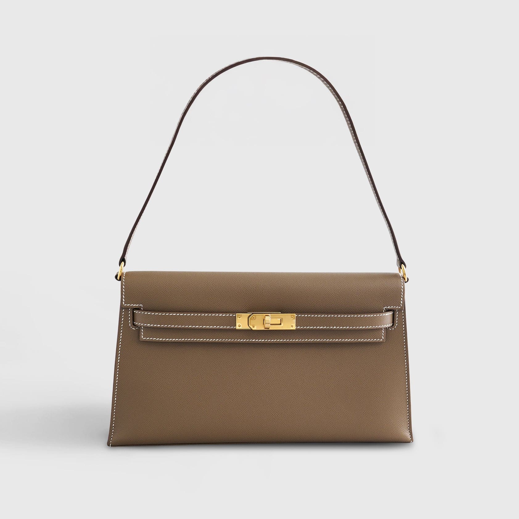 HERMES Kelly Elan 27 Veau Madame Etoupe Gold Hardware