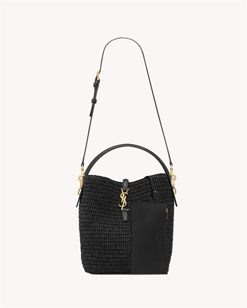 Saint Laurent le 37 in woven raffia and vegetable-tanned leather