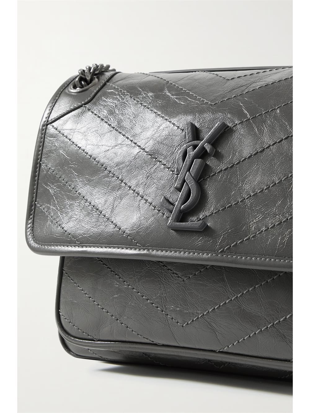 SAINT LAURENT Niki Baby medium quilted crinkled-leather shoulder bag