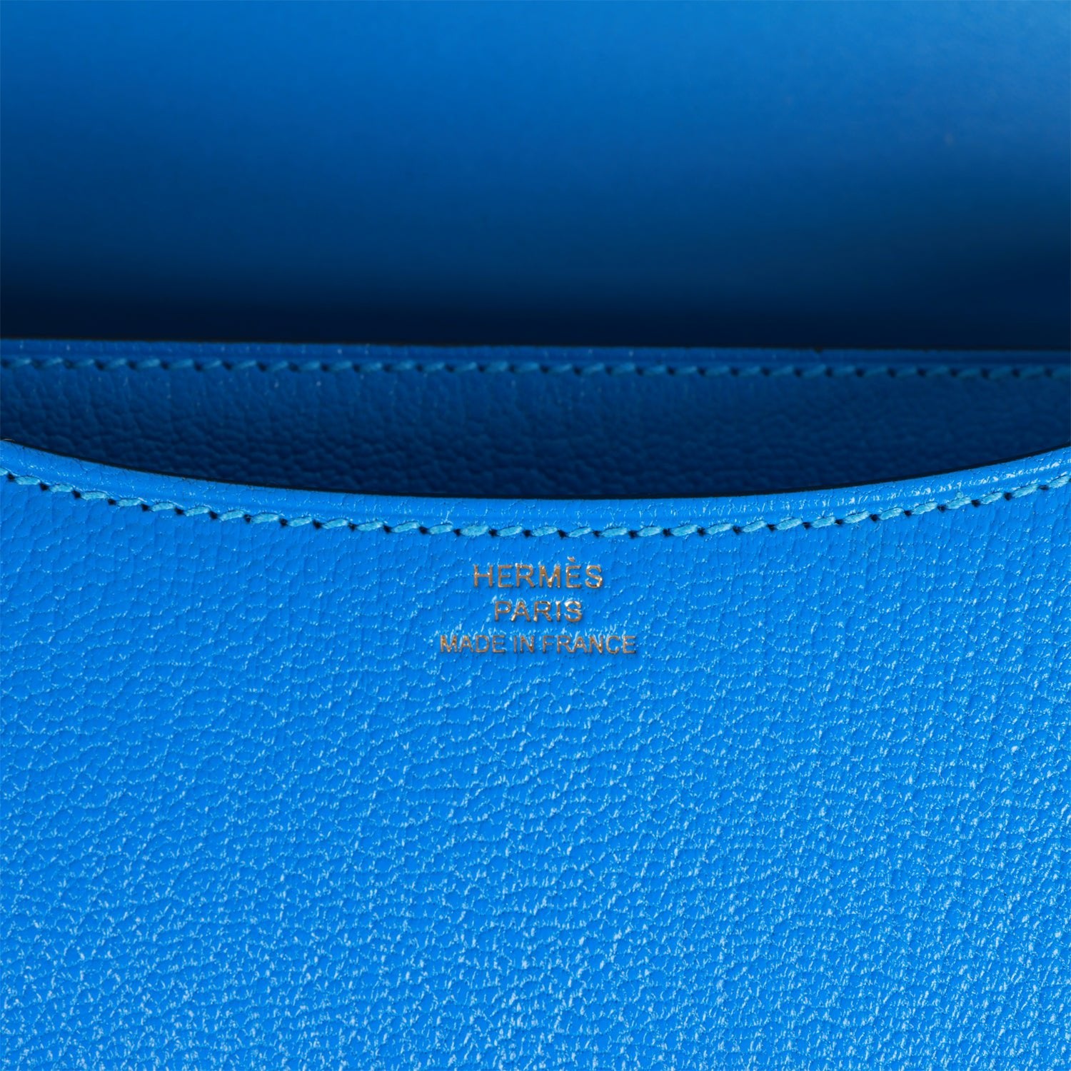 HERMES Constance 18 Bleu Hydra Chevre Gold Hardware
