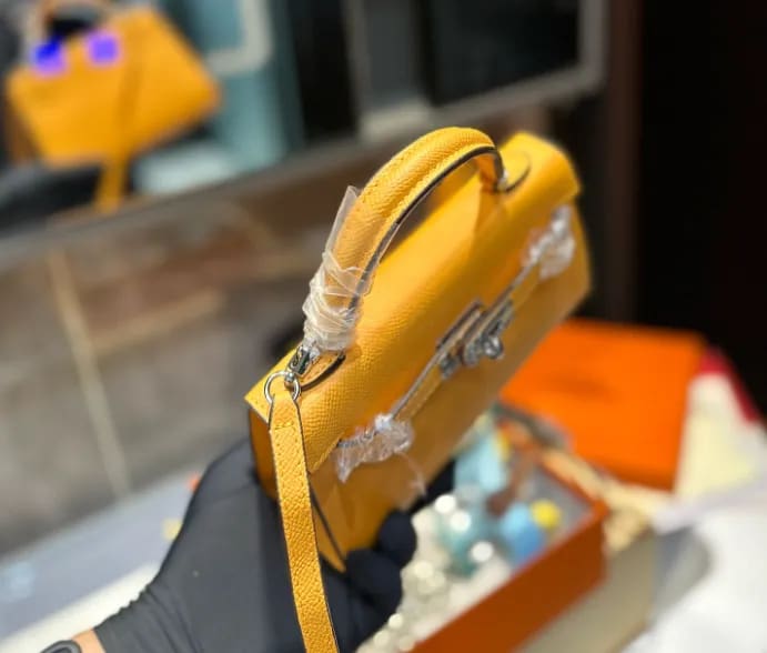 HERMES Amber EPSOM Calfskin Mini Kelly 20cm
