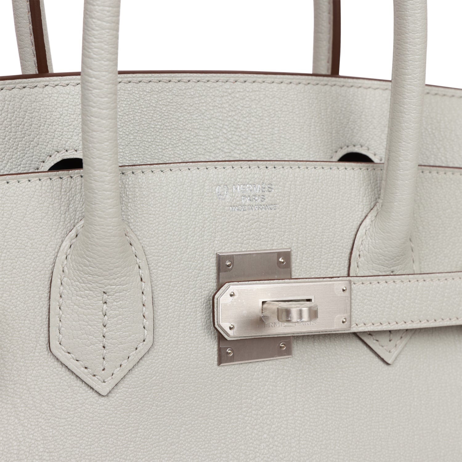 HERMES Special Order (HSS) Birkin 30 Gris Perle Verso Chevre Brushed Palladium Hardware