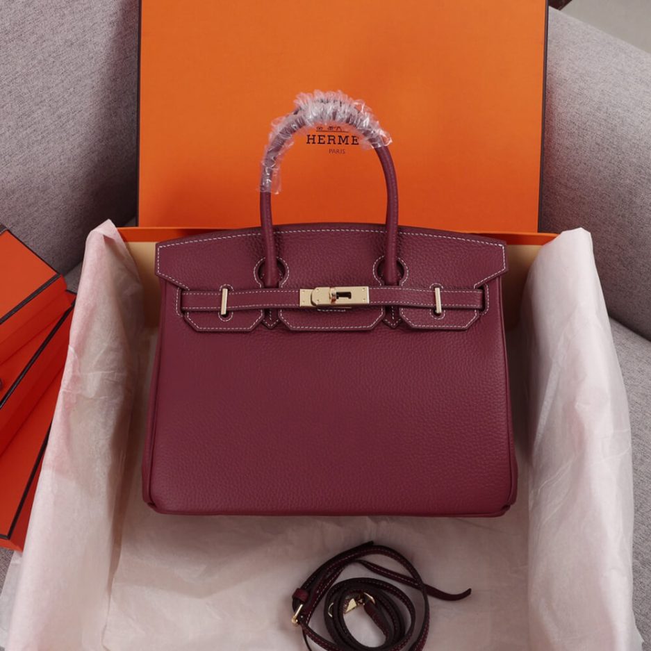 HERMES BIRKIN BAG 25 (Garnet red）