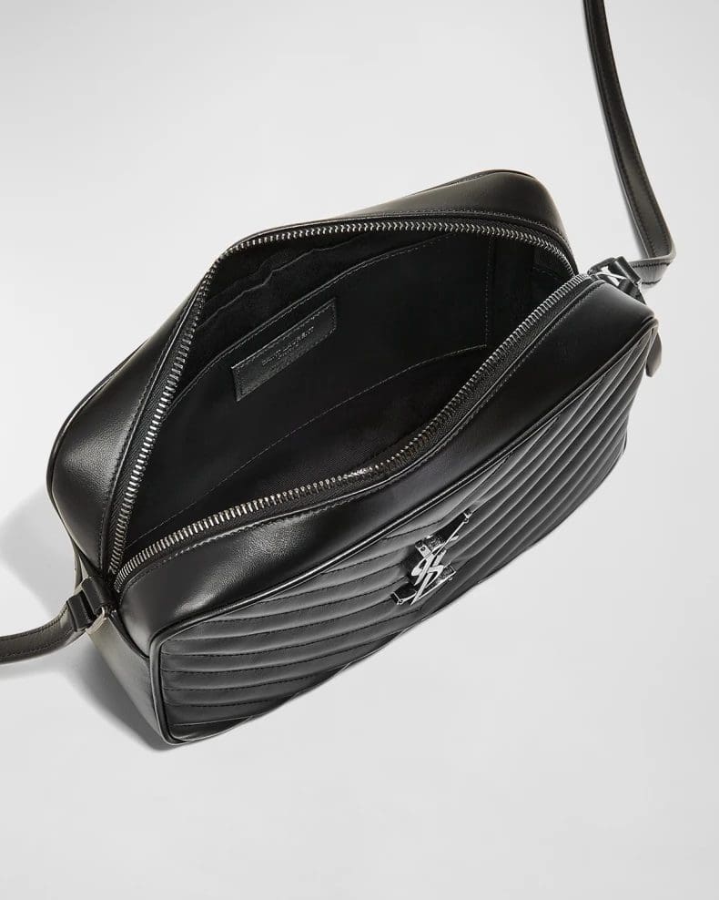 Saint Laurent Lou Medium YSL Monogram Calfskin Camera Crossbody Bag ?C Aged Silver Hardware