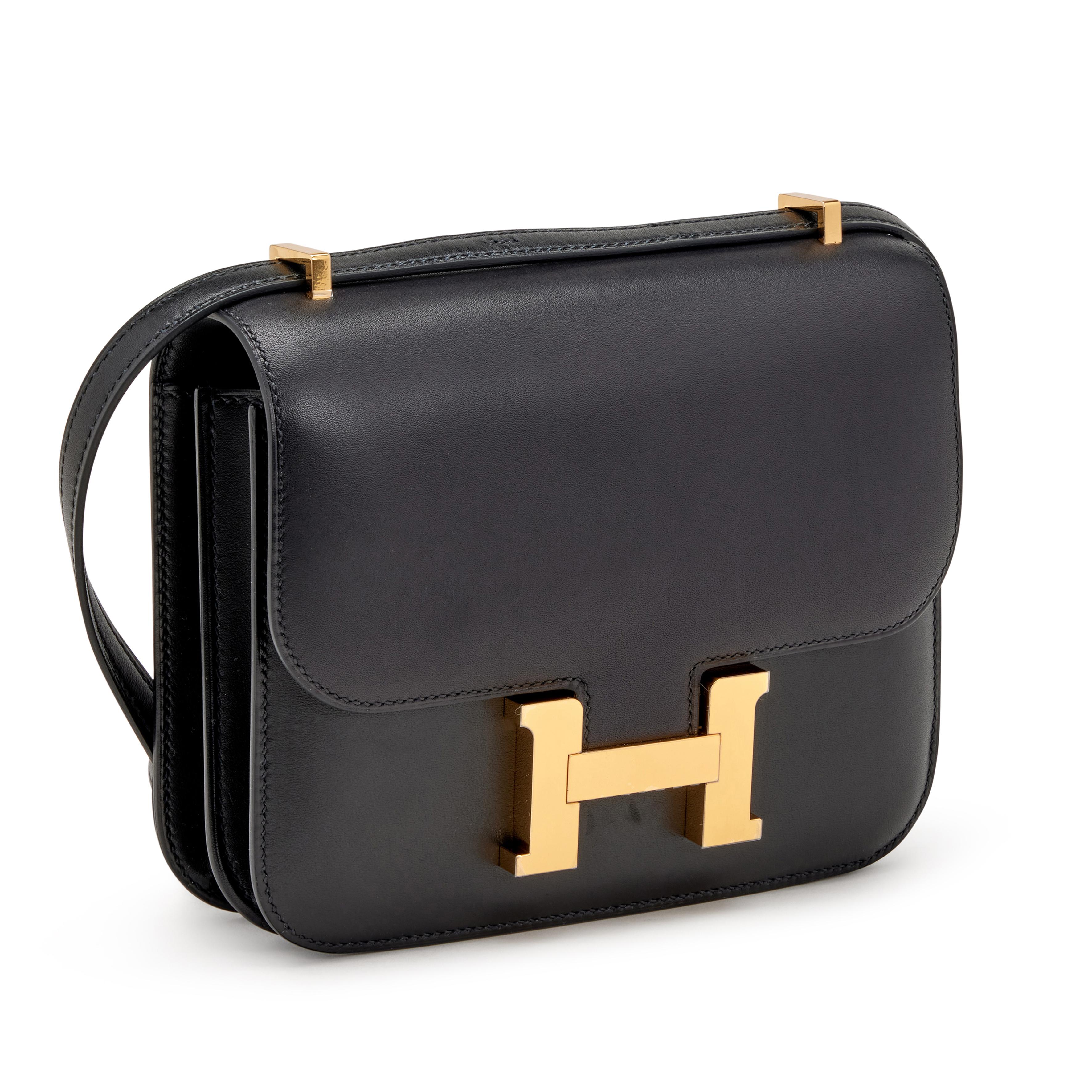 HERMES Constance Bag 18 Black Epsom Gold Hardware