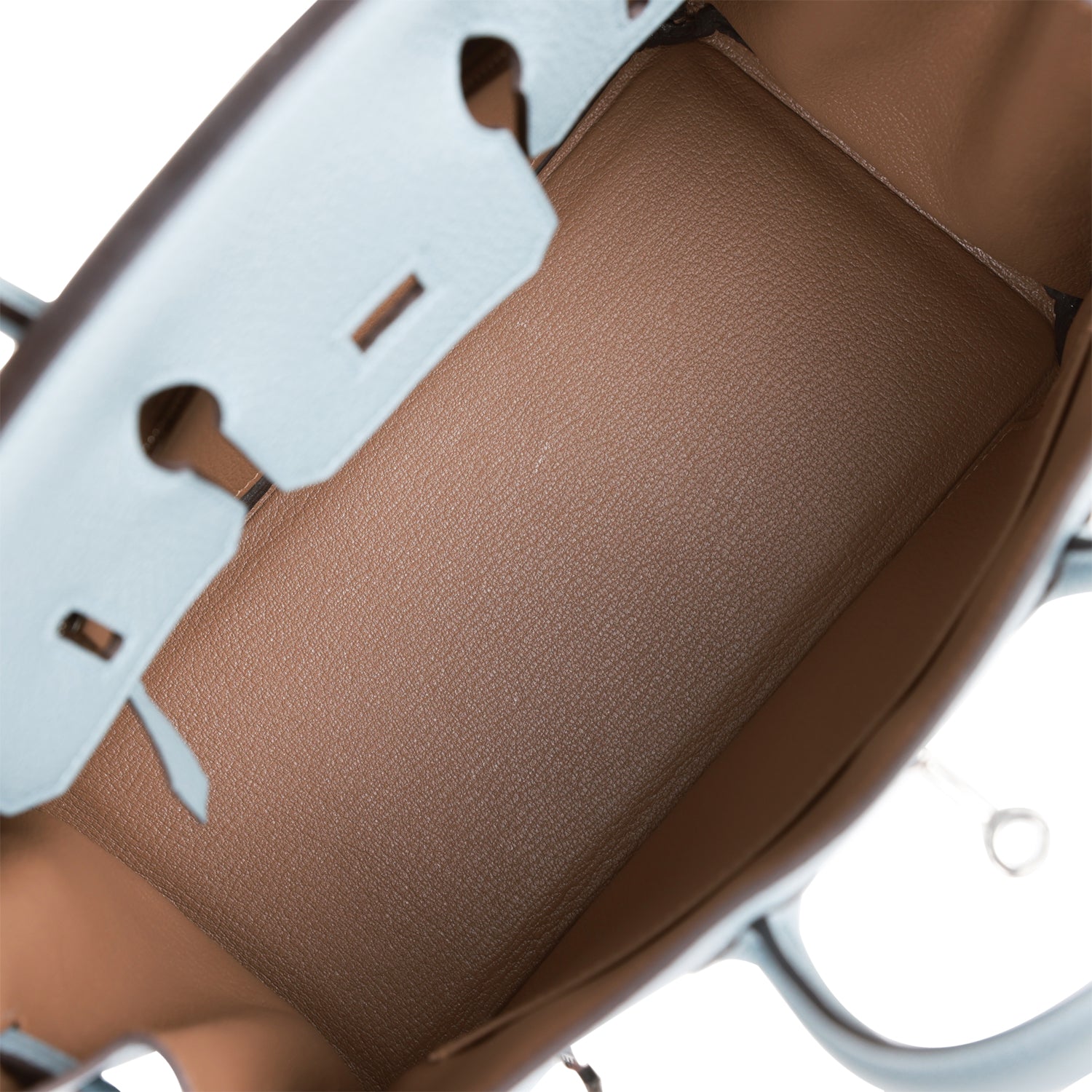 HERMES Birkin 25 Bleu Lin Verso Togo Palladium Hardware