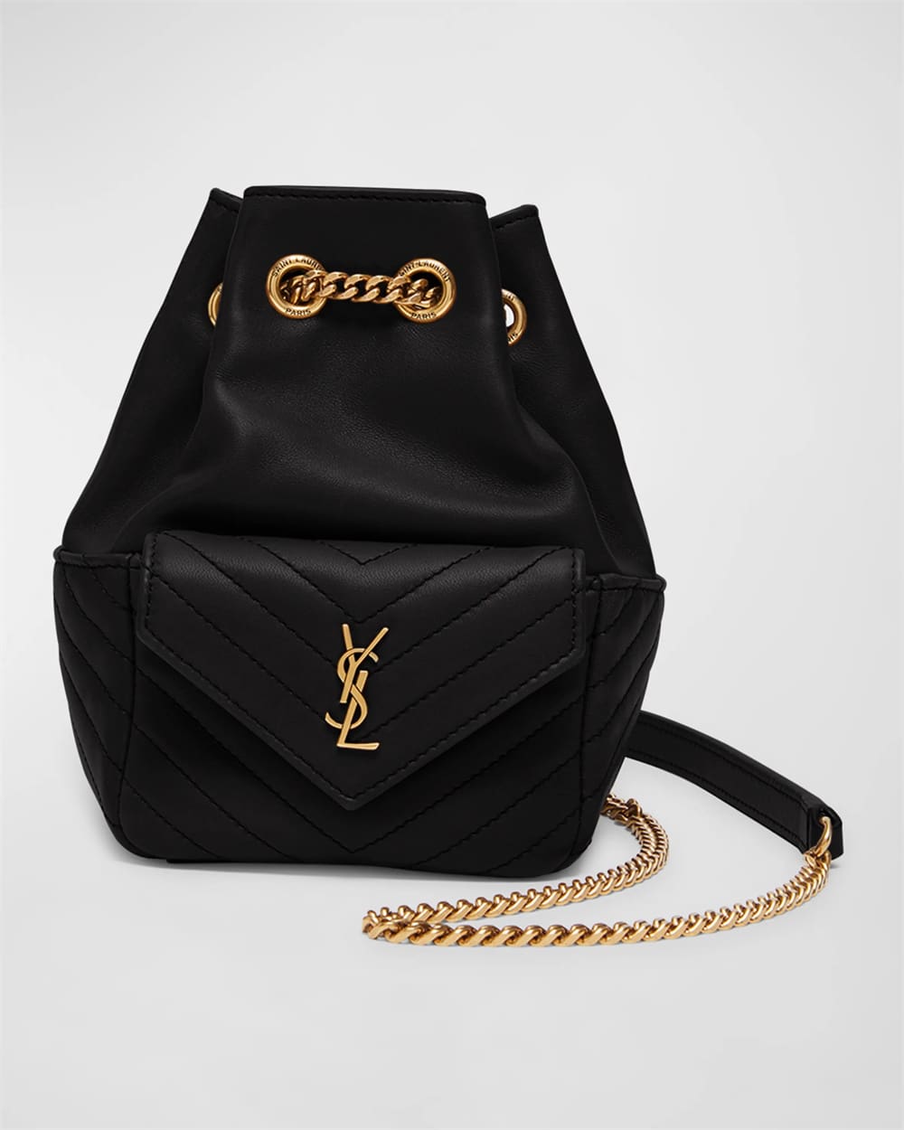 Saint Laurent Joe Mini YSL Bucket Bag with Adjustable Strap in Smooth Leather