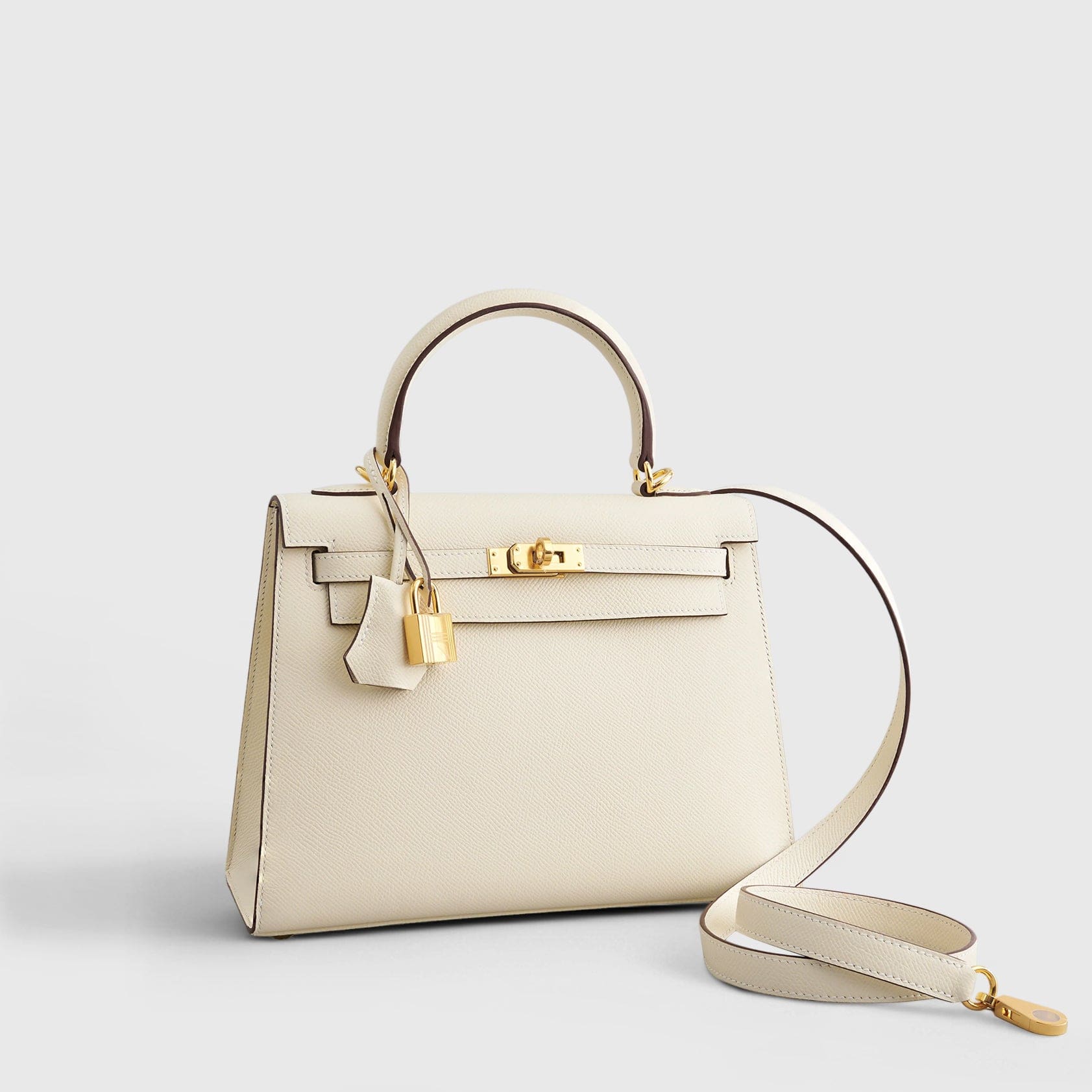 HERMES Kelly 25 Epsom Nata Sellier Gold Hardware