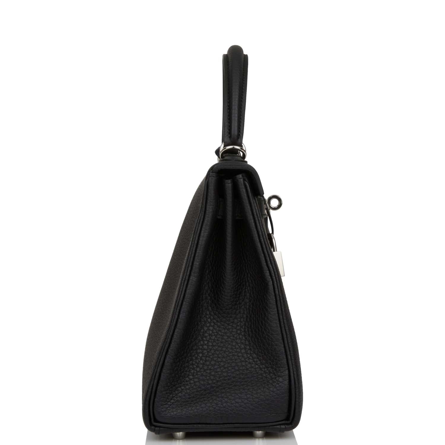 HERMES Kelly Retourne 25 Black Togo Palladium Hardware