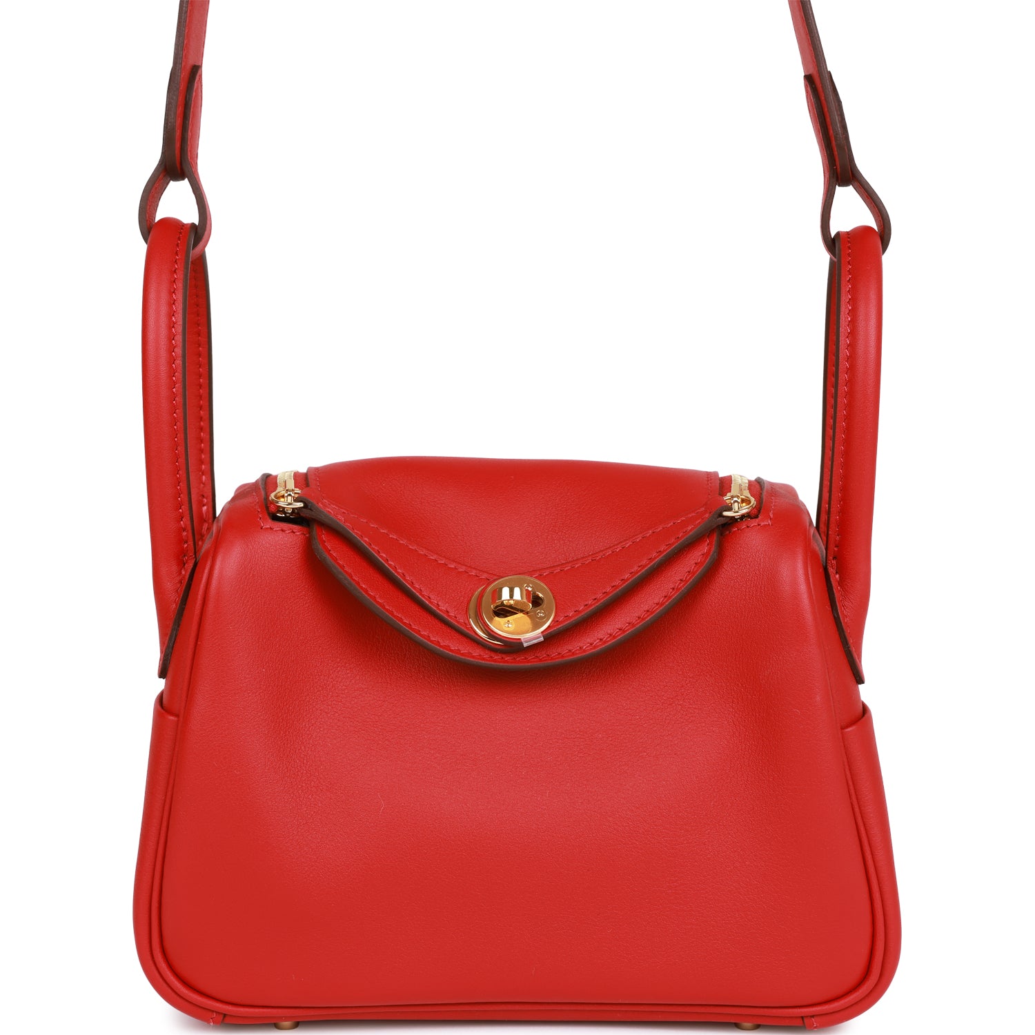 HERMES Mini Lindy Rouge Piment Swift Gold Hardware