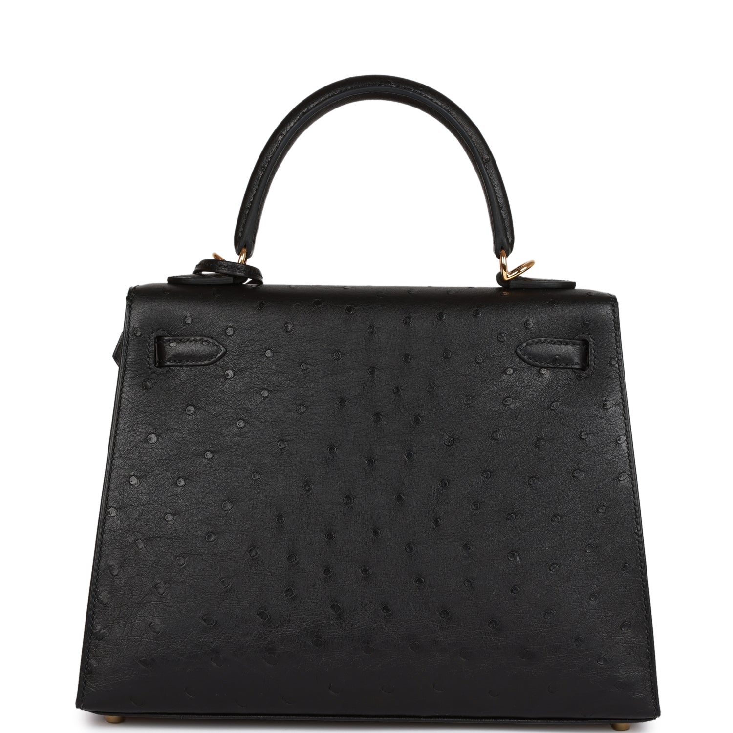 HERMES Kelly Sellier 25 Black OstricHERMES Gold Hardware