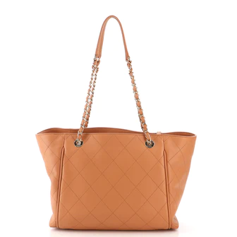 CHANEL Open Shopping Tote Stitched Leather Large