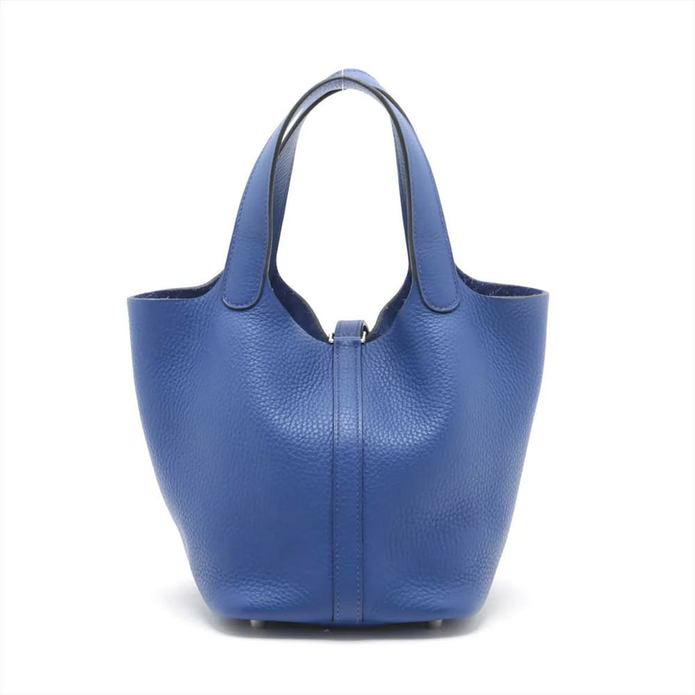 HERMES Taurillon Clemence Picotin 18 Bleu Royal with Palladium Hardware