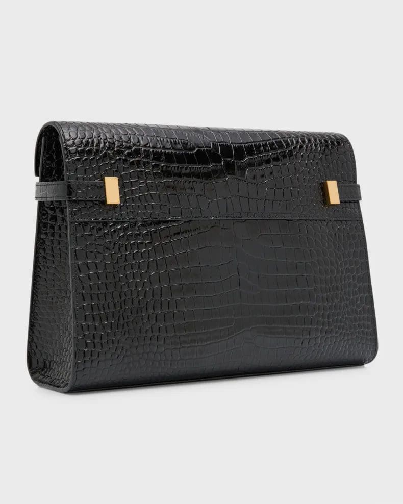 Saint Laurent Manhattan Medium Shoulder Bag in Croc-Embossed Leather