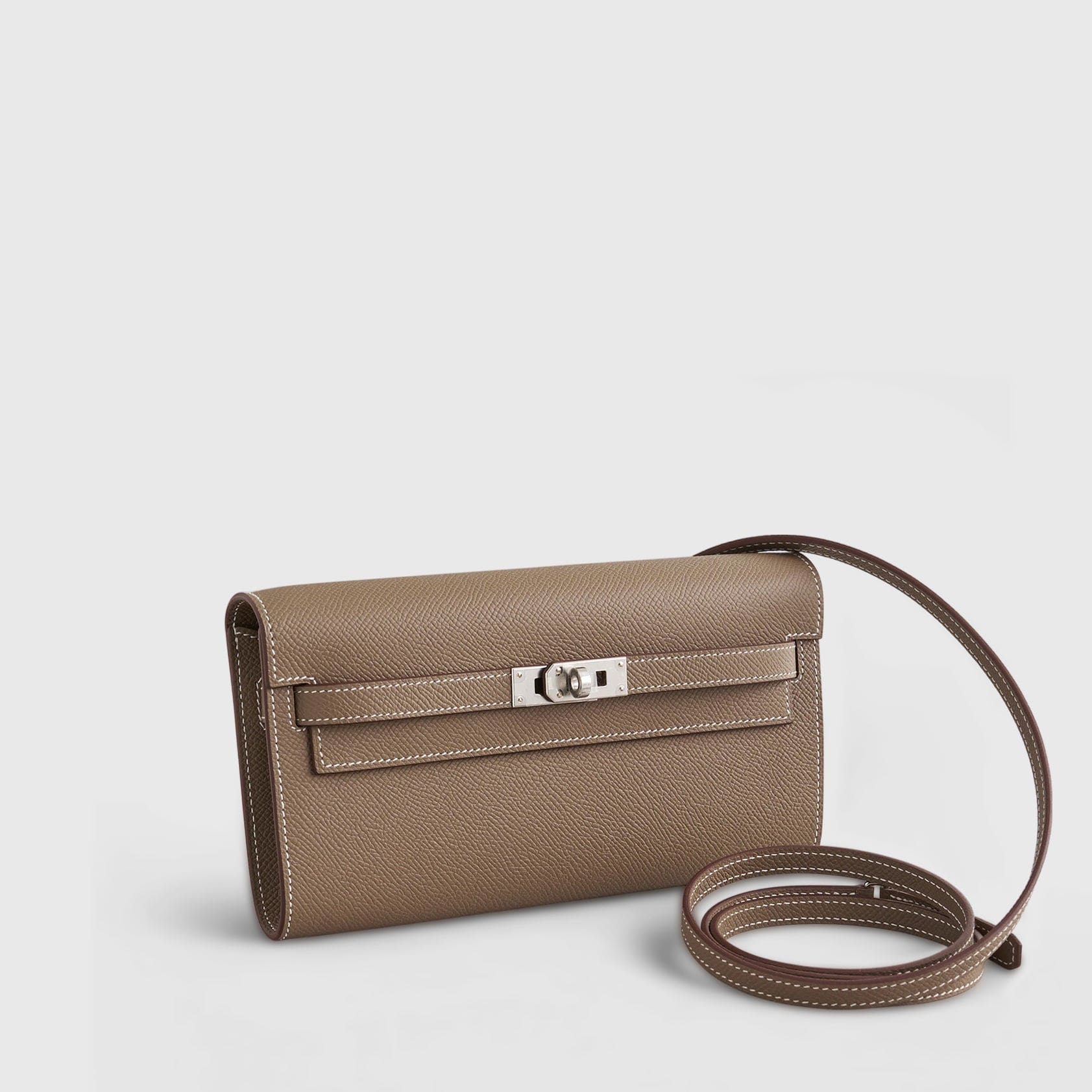 HERMES Kelly To Go Epsom Etoupe Sellier Palladium Hardware