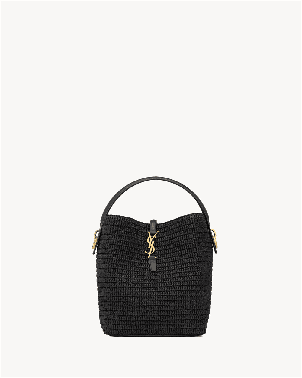 Saint Laurent le 37 in woven raffia and vegetable-tanned leather