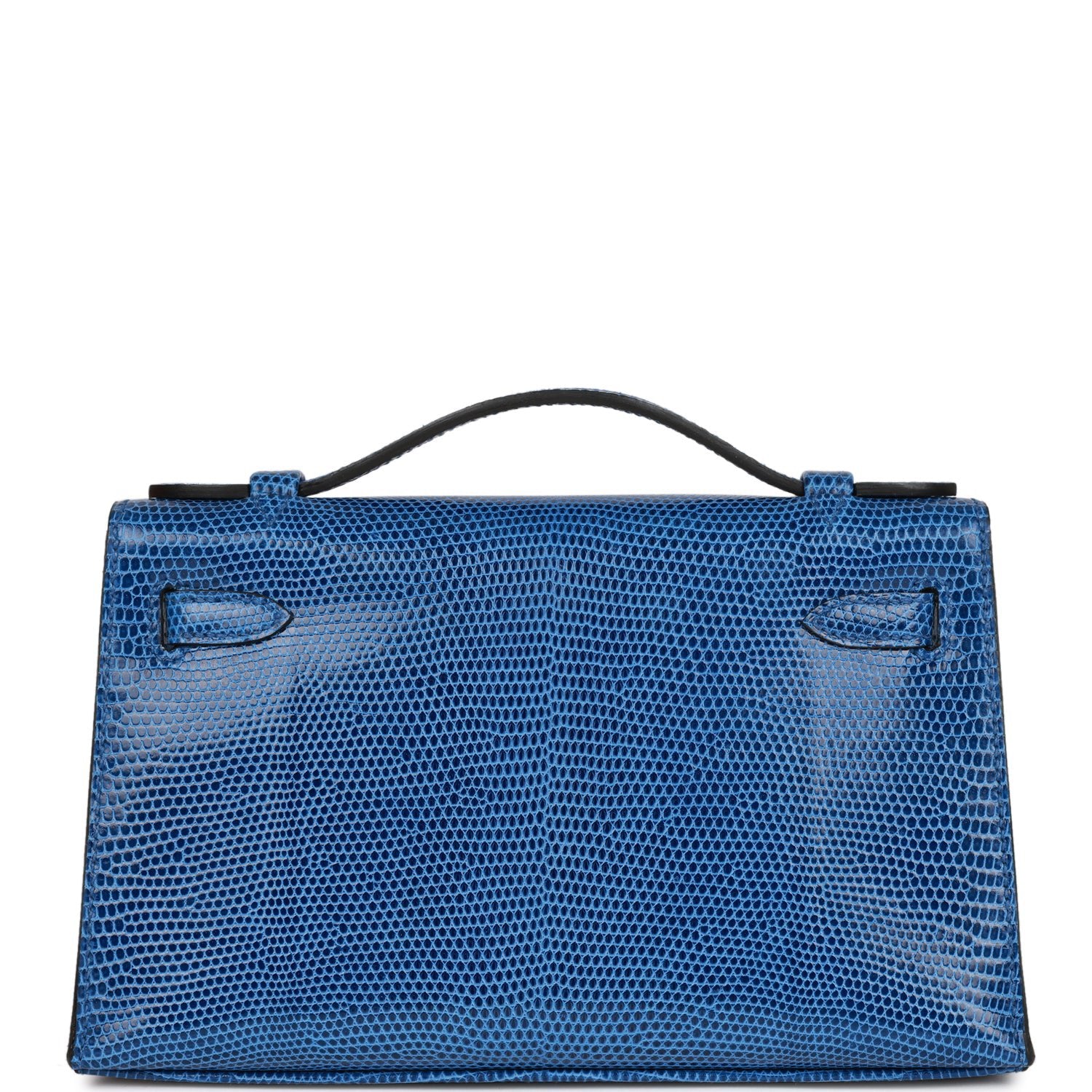 HERMES Kelly Pochette Bleu Saphir Lizard Palladium Hardware