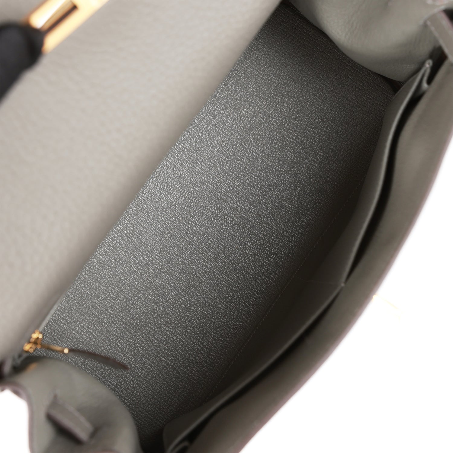 HERMES Kelly Retourne 28 Gris Meyer Clemence Gold Hardware