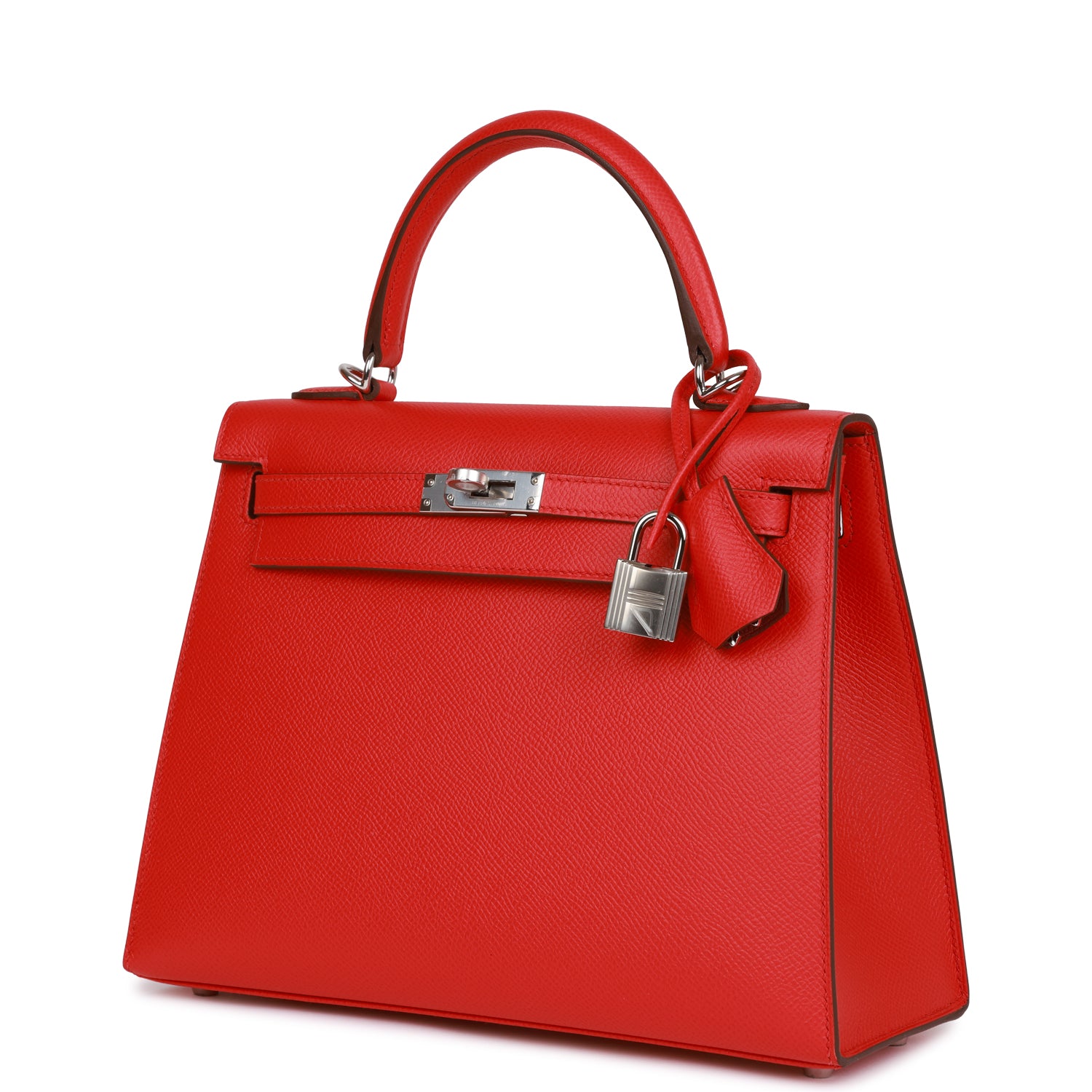 HERMES Kelly Sellier 25 Rouge de Coeur Verso Epsom Palladium Hardware
