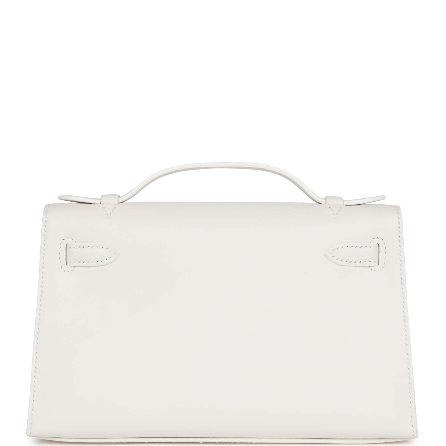 Hermes Kelly Pochette White Swift Gold Hardware