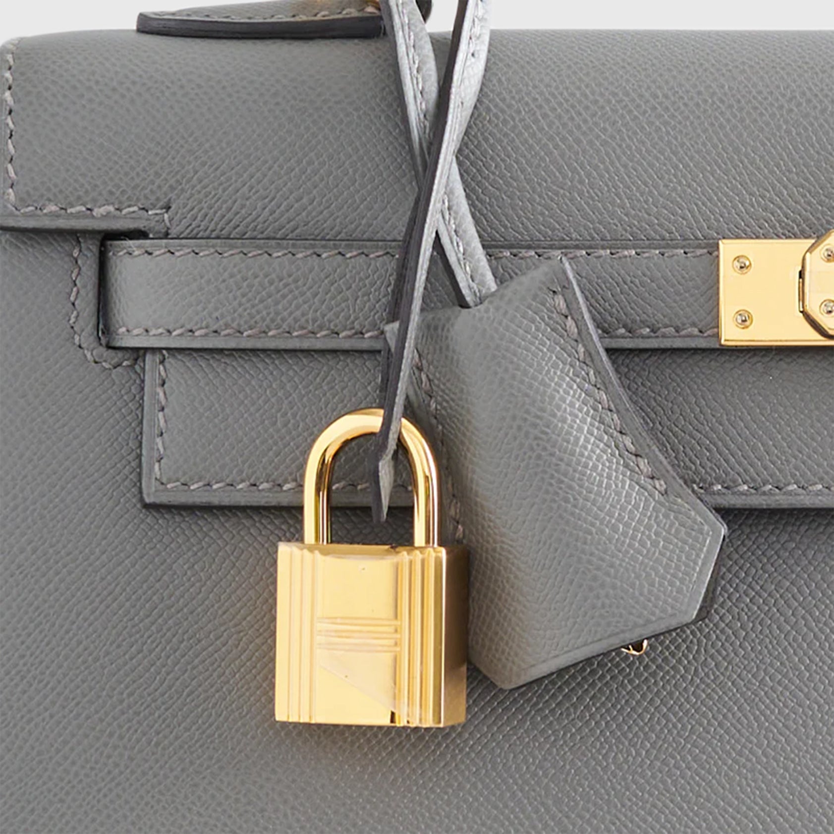 HERMES Kelly 25 Veau Madame Gris Meyer Sellier Gold Hardware