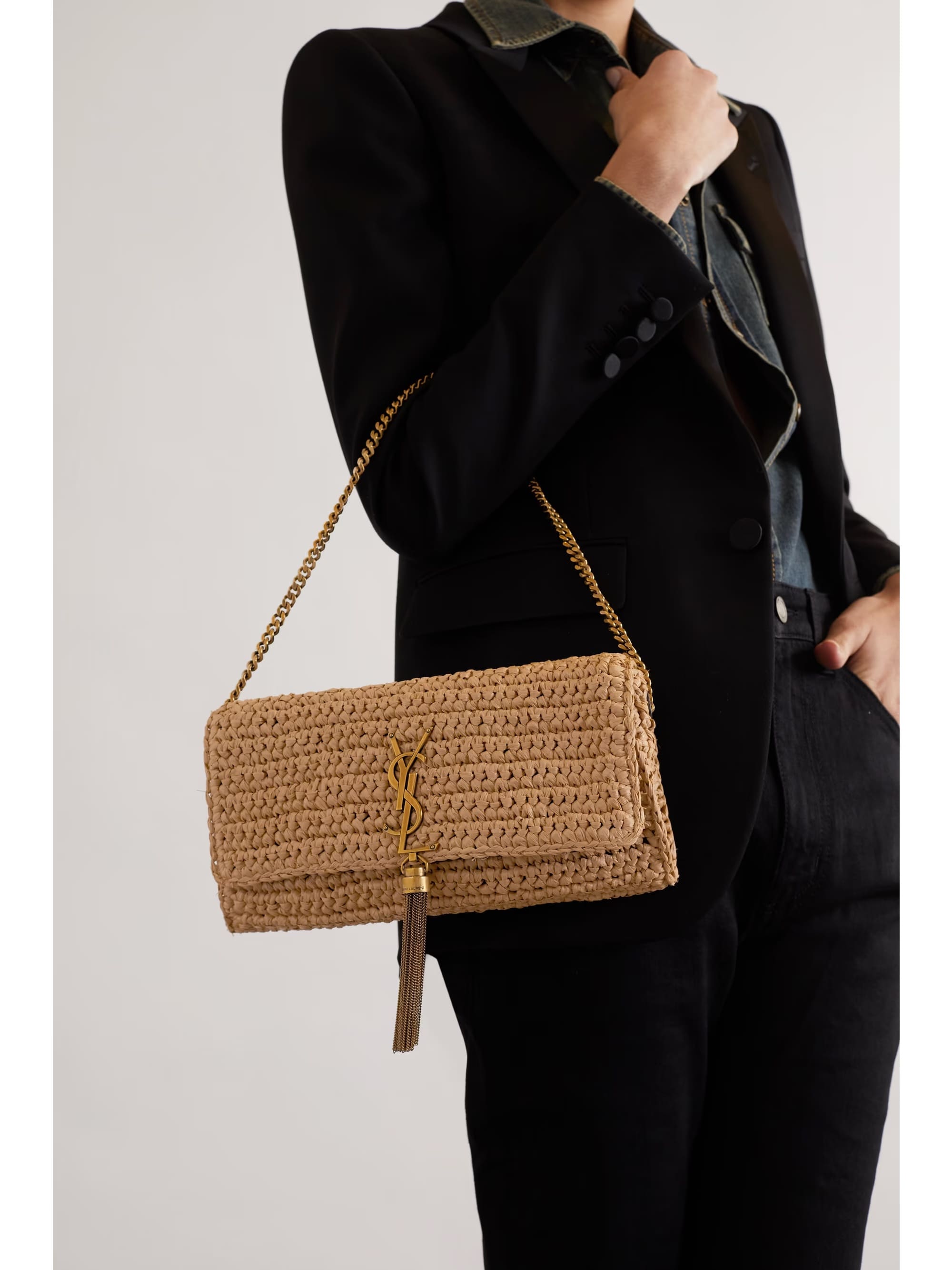 Saint Laurent kate 99 tassel in raffia