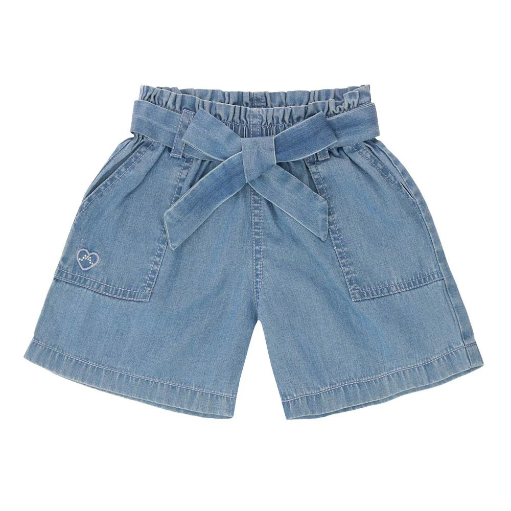 Denim belted shorts