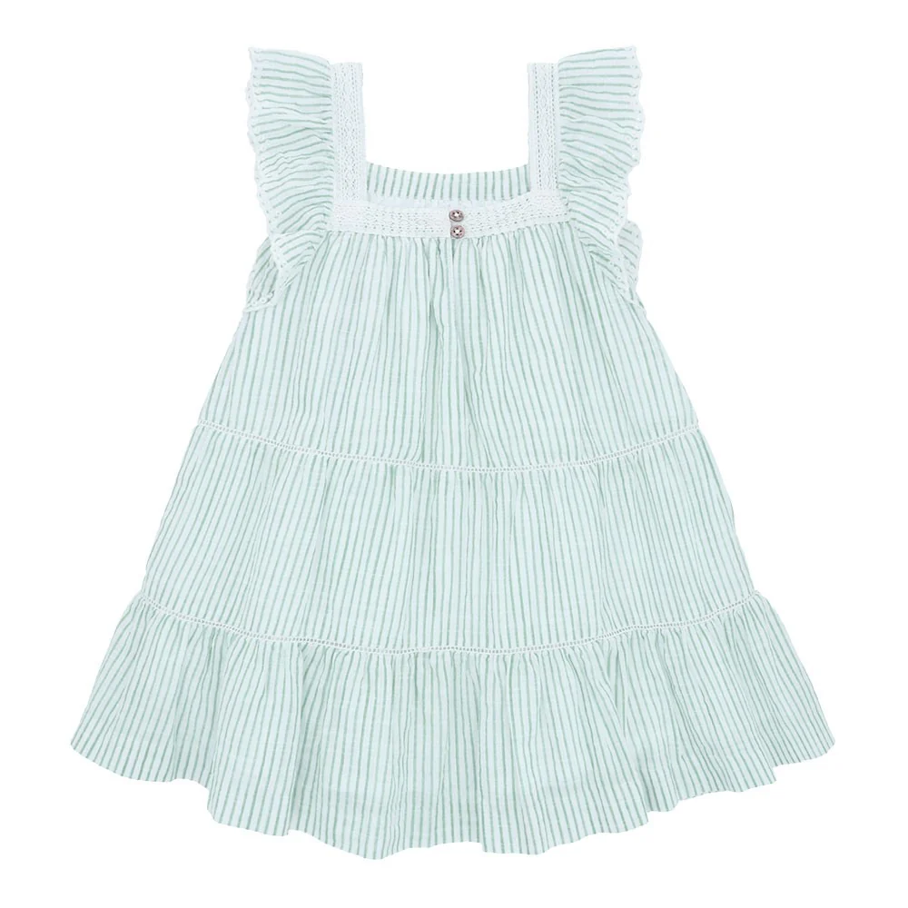 Flounce sleeve tiered dress