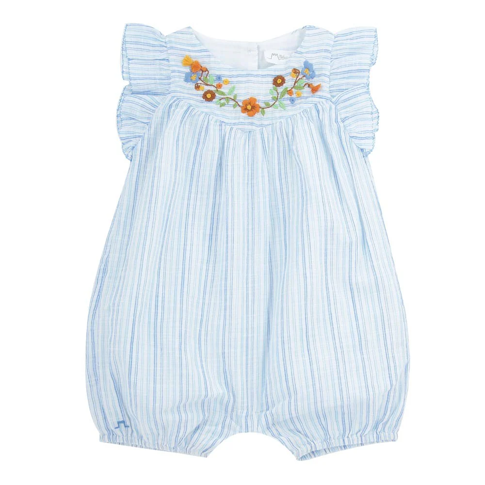 Flounce Sleeve Embroidered Playsuit