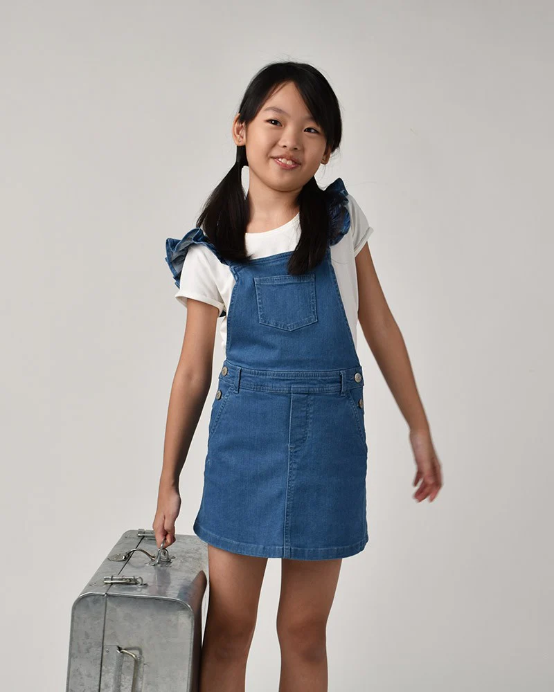 Flounce Sleeve Denim Dress