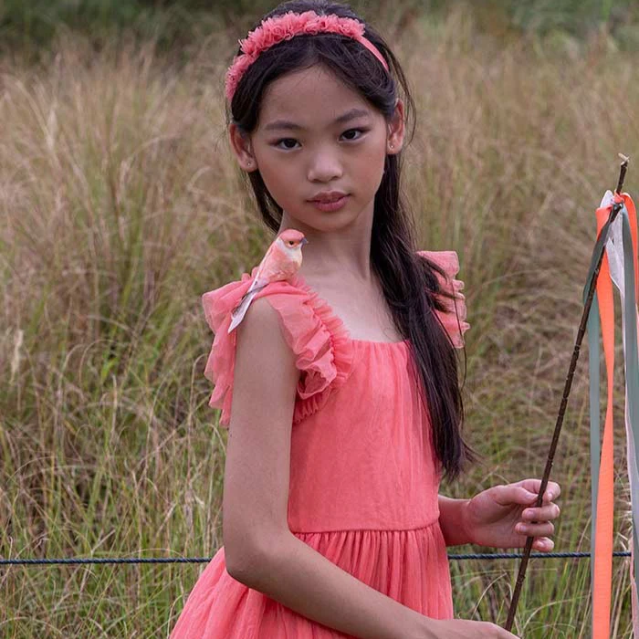 Flutter Sleeve Tulle Dress