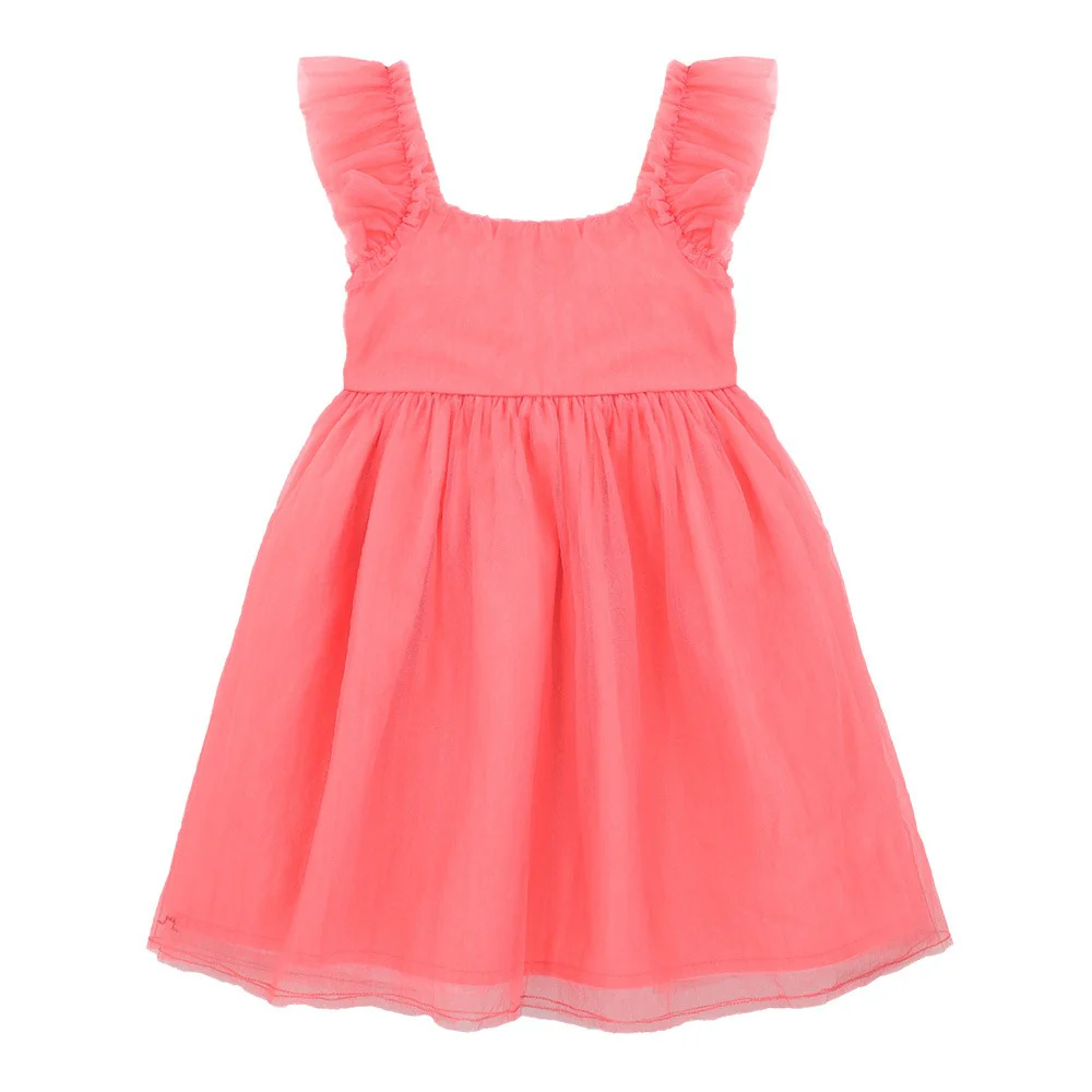 Flutter Sleeve Tulle Dress