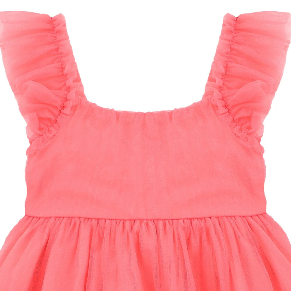 Flutter Sleeve Tulle Dress