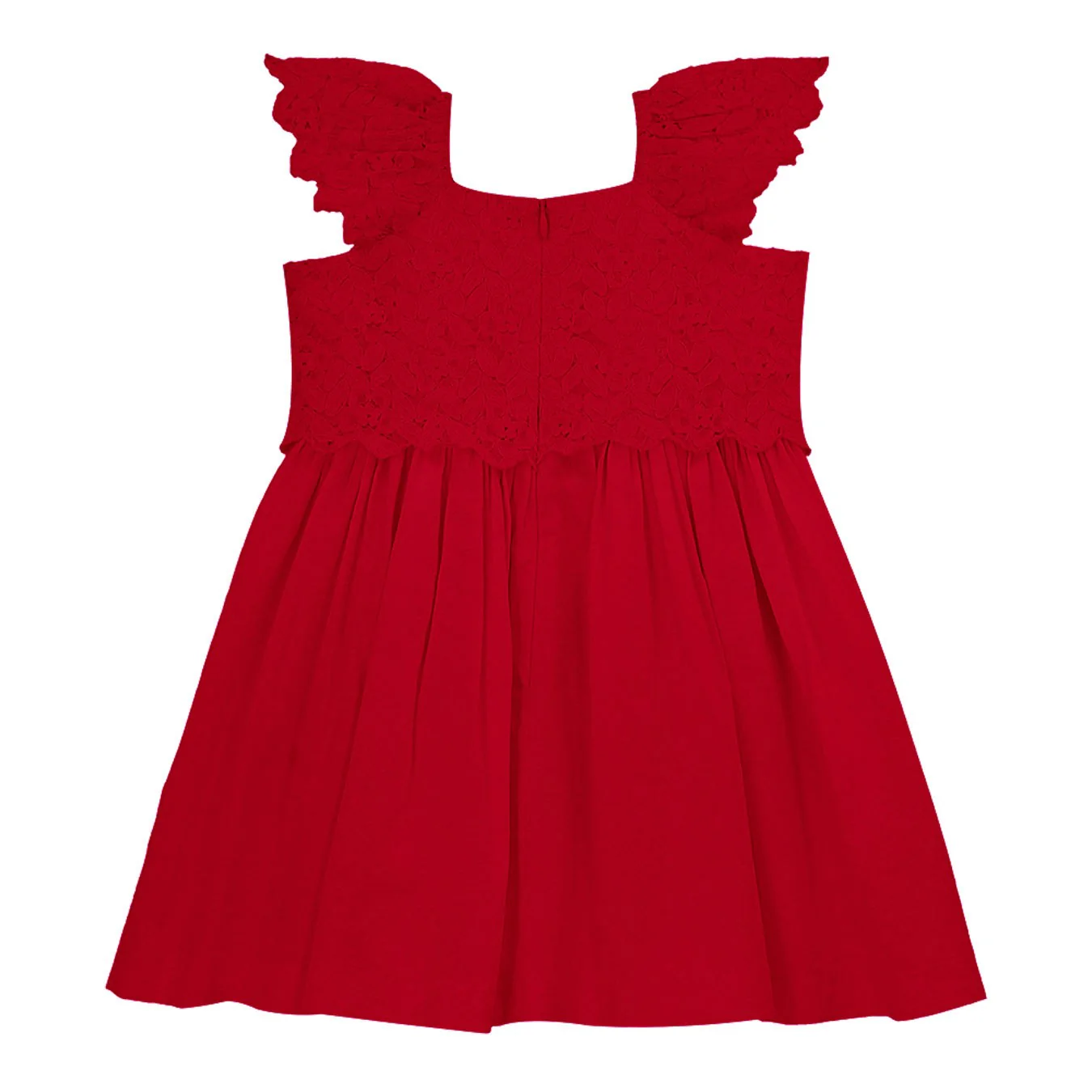 Flounce sleeves lace dress