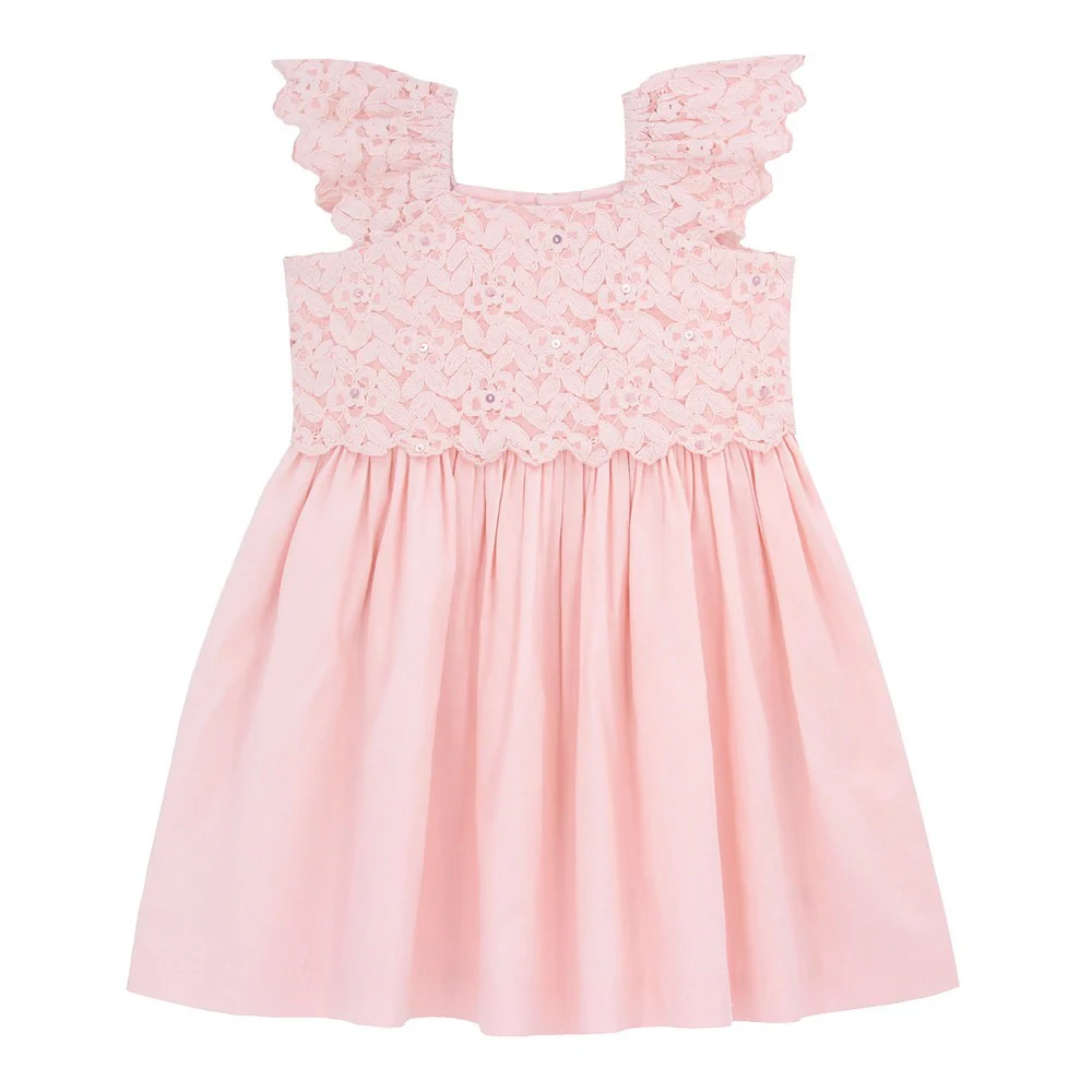 Flounce sleeves lace dress