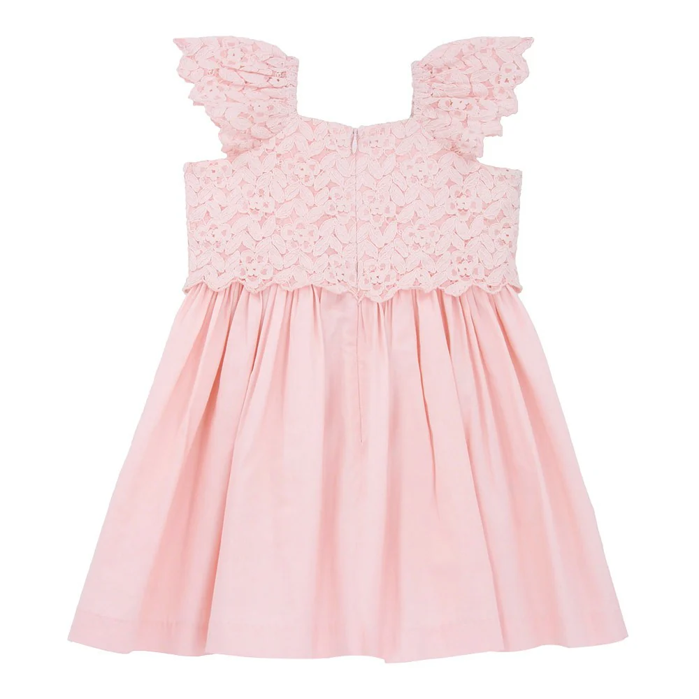 Flounce sleeves lace dress