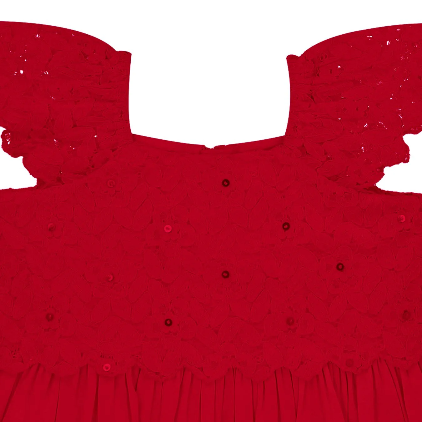 Flounce sleeves lace dress