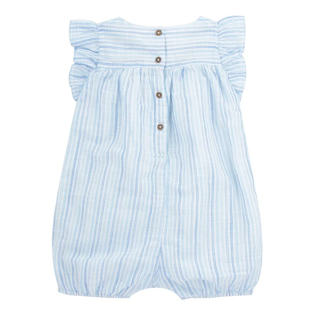 Flounce Sleeve Embroidered Playsuit