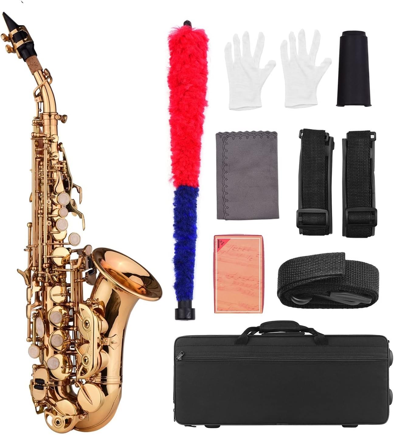 Sax Beginners Kit Mini Bb Saxophone Sax Brass Material Woodwind Instrument with Case Gloves Cleaning Cloth Brush Reeds Sax Strap Wind Instrument