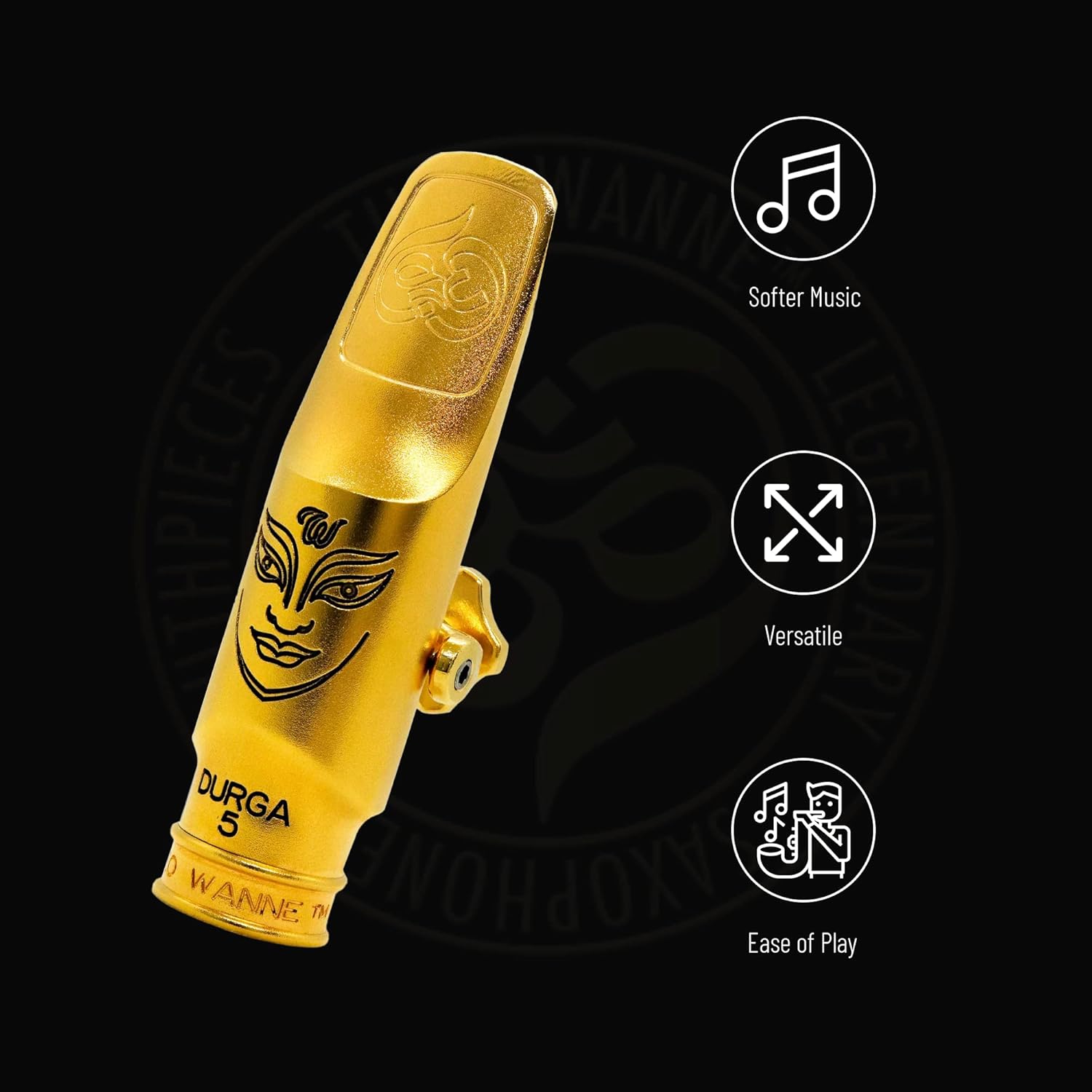 Theo Wanne Durga 5 Alto Saxophone Mouthpiece - Long Step Baffle & Large Chamber - Sensual Tone - Great for Jazz, R&B, and Rock & Roll - Includes Reed Replacer Cap