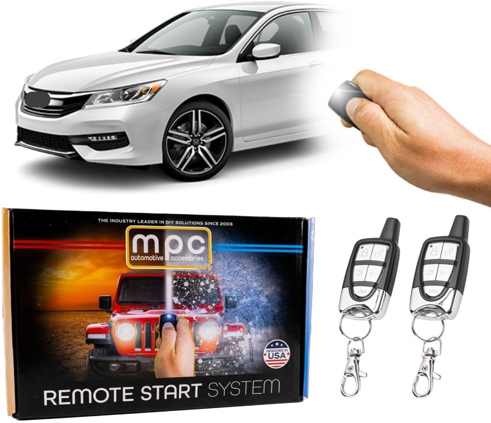 MPC 5-Button Keyless Entry Remote Start Kit Compatible with Honda Accord 2013-2017 Key-to-Start ONLY - T-Harness - FlashLink Updater - Firmware Preloaded