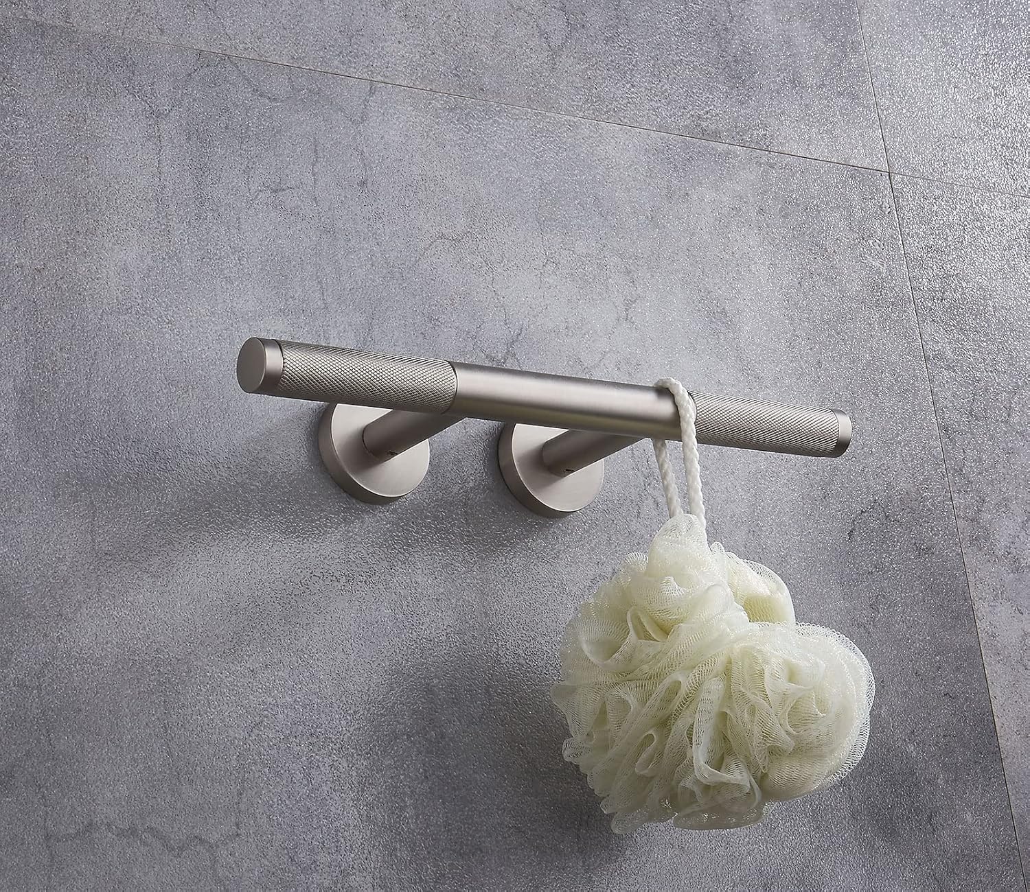 Shower Foot Rest,Brushed Nickel Shower Footrest for Shaving Legs,Knurled Brass Bar Shower Step Foot Ledge for Bathroom/Spa Wall Mount