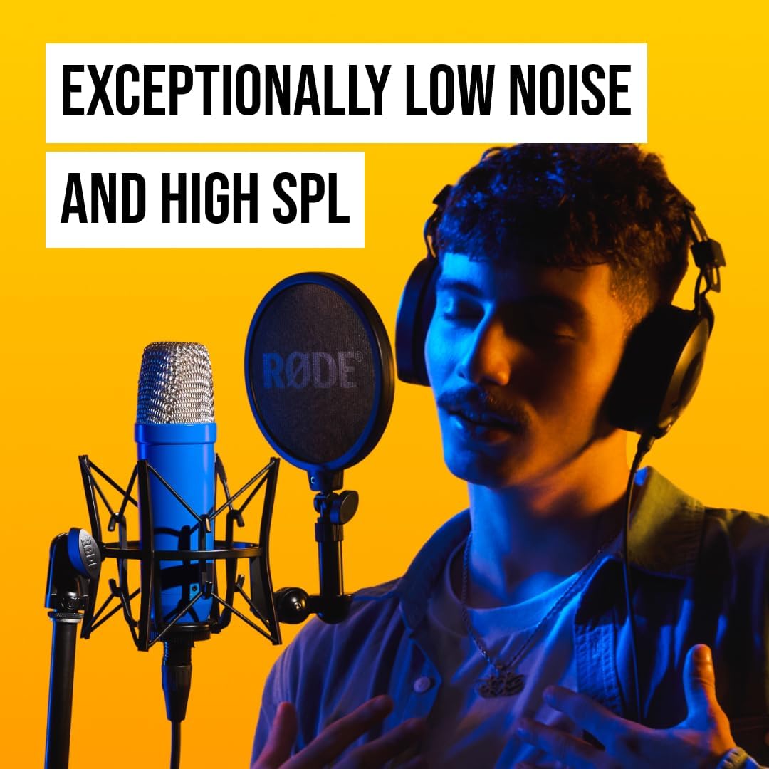 RØDE NT1 Signature Series Large-Diaphragm Condenser Microphone with Shock Mount, Pop Filter and XLR Cable for Music Production, Vocal Recording, Streaming and Podcasting (Cobalt)