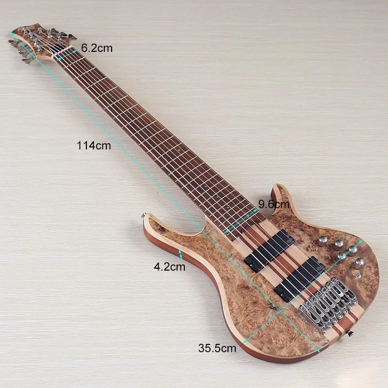 7-String Bass Guitar, 43-Inch, Neck-Through, Solid Sapele Body Active/Passive Pickups,24-Fret(Model 1)