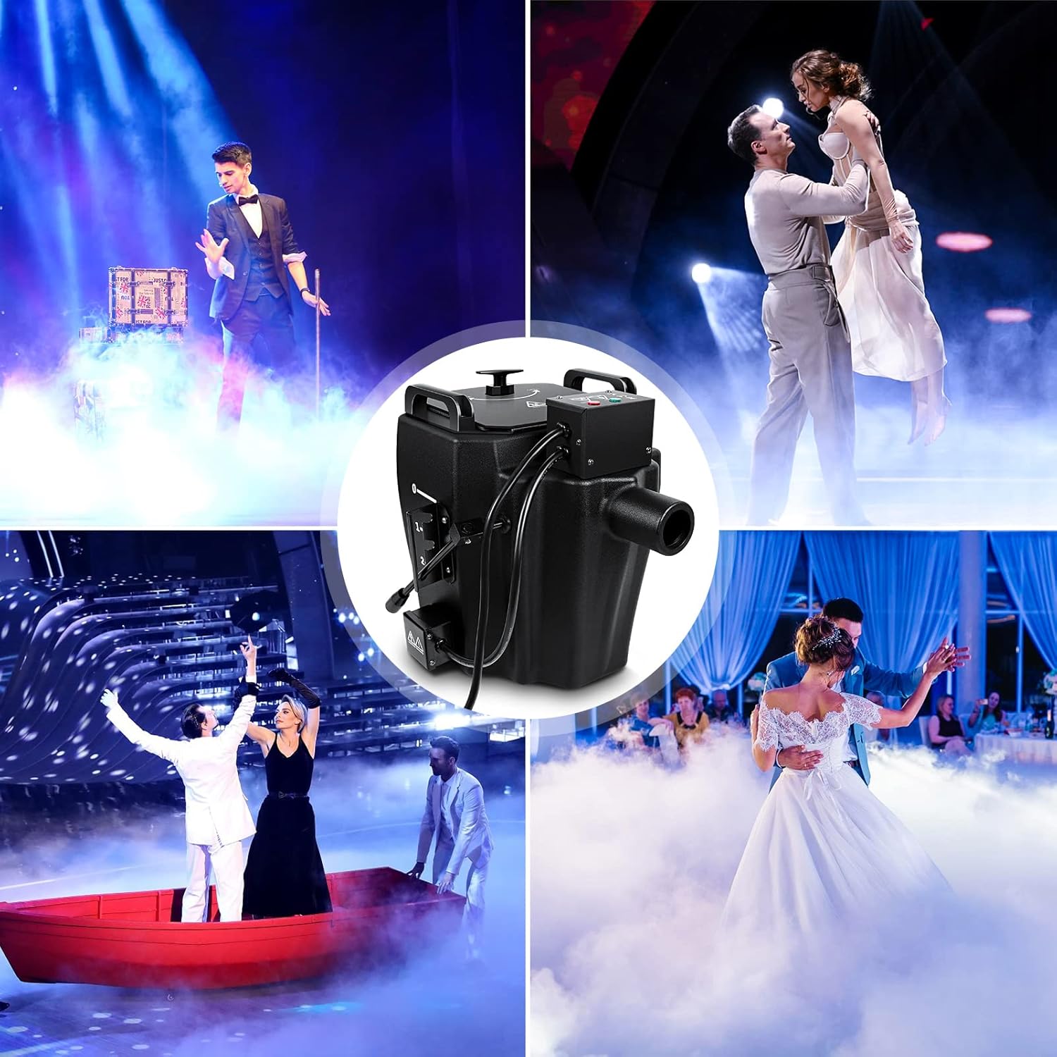 3500W Dry Ice Fog Machine with Tube, Low Lying Smoke Machine Professional Stage Dry Ice Fog Smoke Effect, Dry Ice Smoke Machine for Wedding Concert Events Parties Stage Club DJ