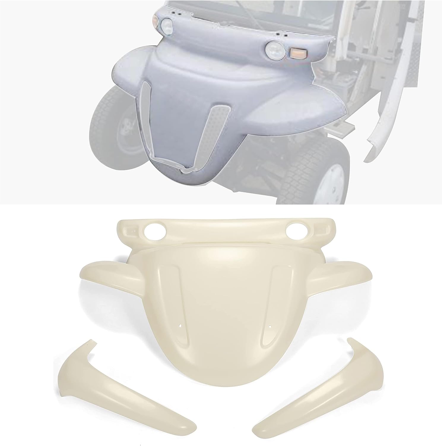 Kojem Mud Guards + Front Hood Set Compatible with 1999-2012 Polaris GEM Car 2-Passenger / 4-Passenger/Short/Long Bed Utility MUD Flaps Beige 3Pcs